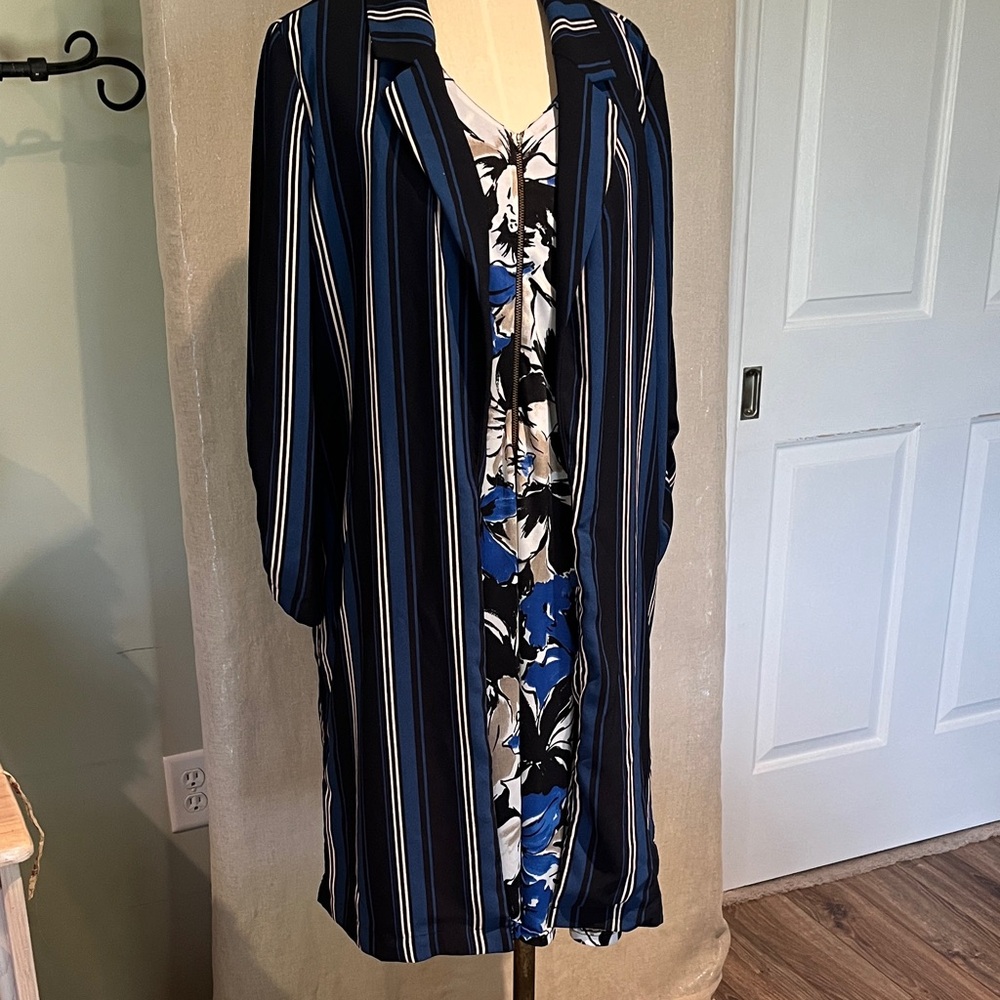Striped Navy and Black Duster